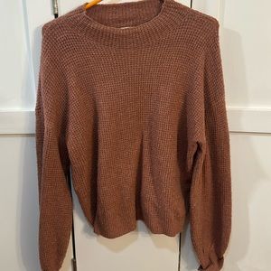 Mauve, Dusty Rose Waffle Knit Sweater